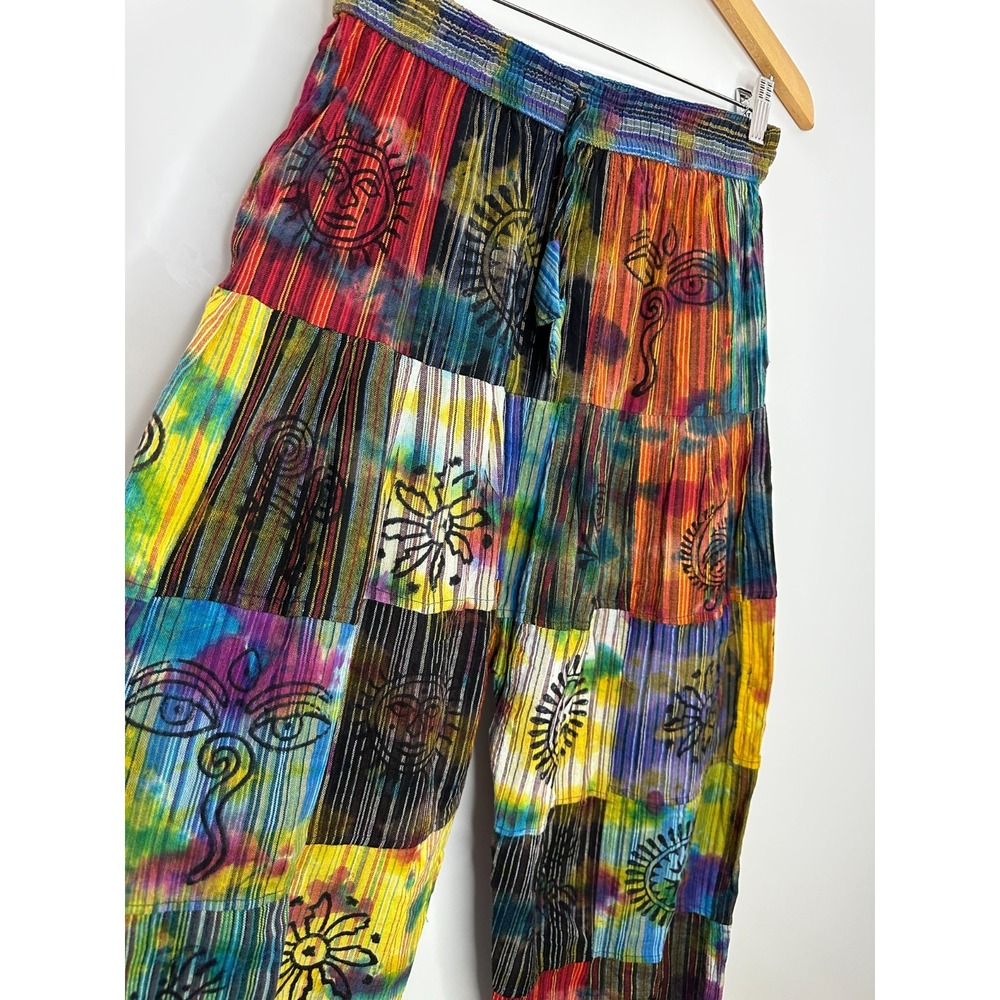 Rising International Patchwork Harem Pants Boho Hippie Festival Nepal Medium - Picture 3 of 11